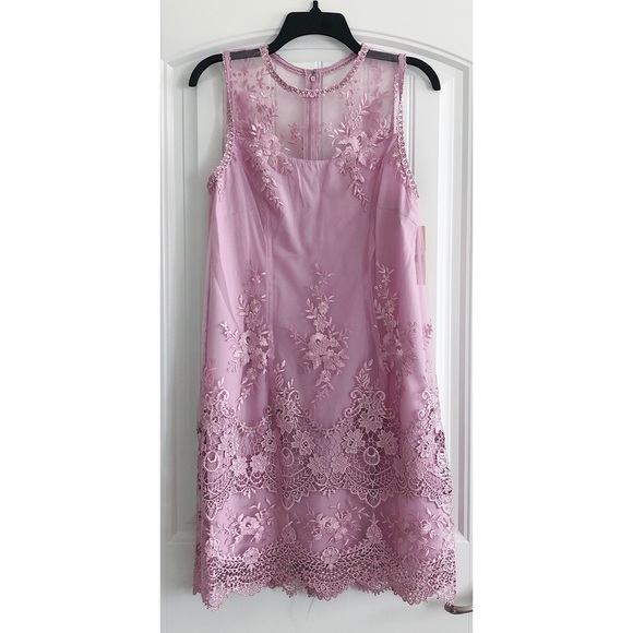 Nanette Lepore Spring Bloom Lace Dress Embroidered Sugar Plum Size 10 NWT $169 - Picture 4 of 10